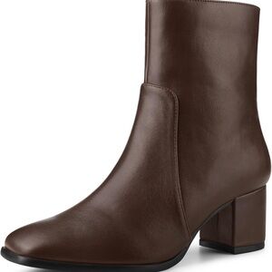 Allegra k square toe block heel ankle boot coffee color